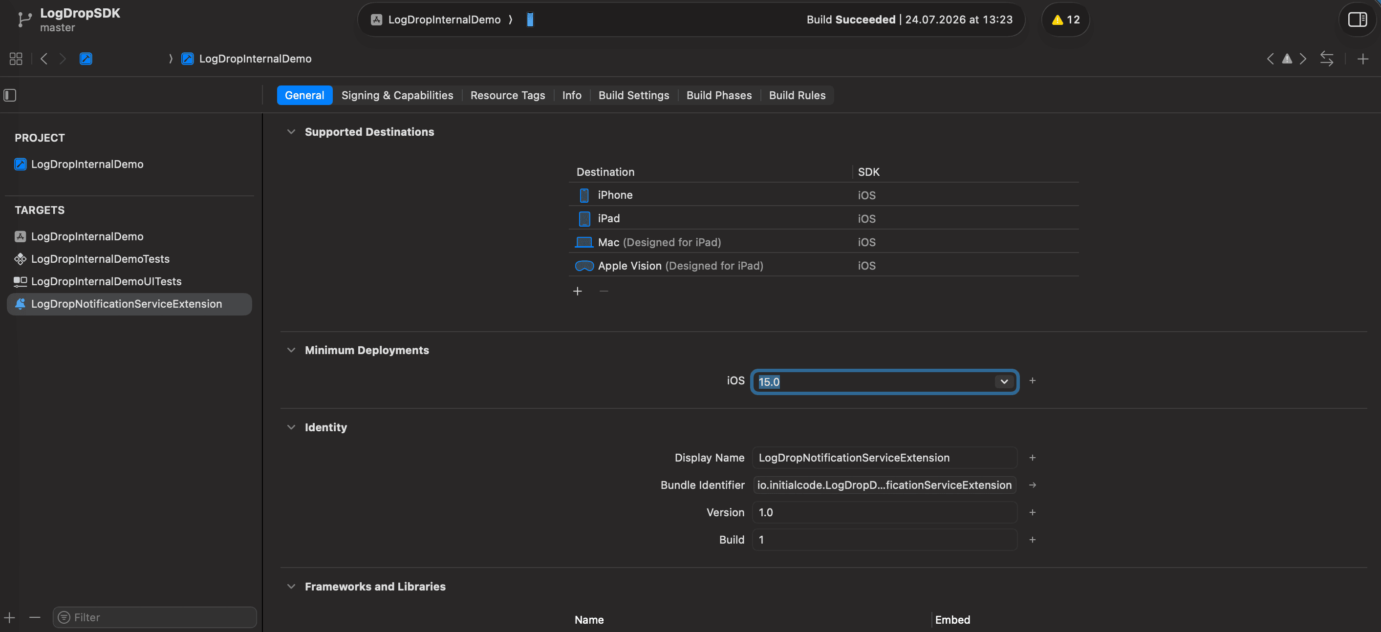 Notification Service Extension minimum deployment setting