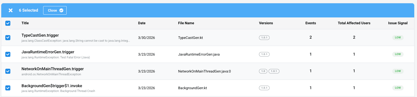 LogDrop Panel - Crash Bulk Actions