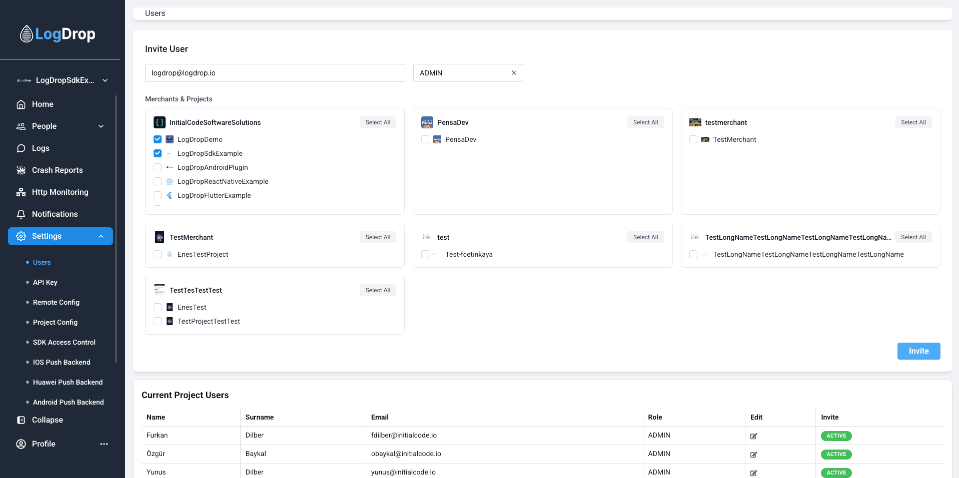 LogDrop Panel - Invite User