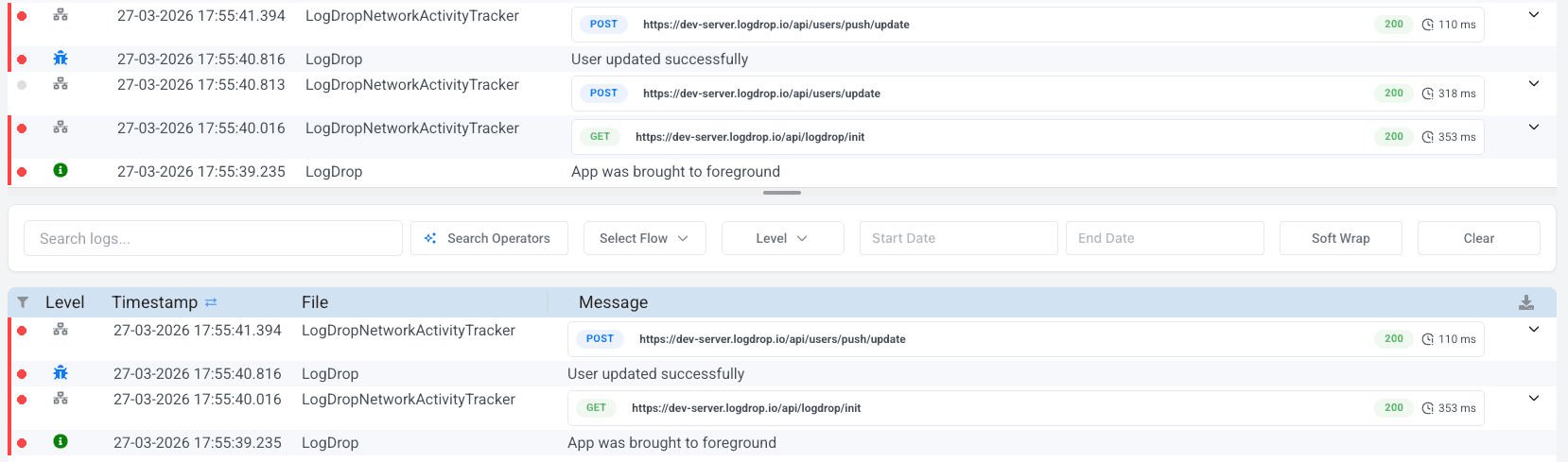 LogDrop Panel - Pinning