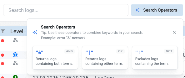 LogDrop Panel - Search
