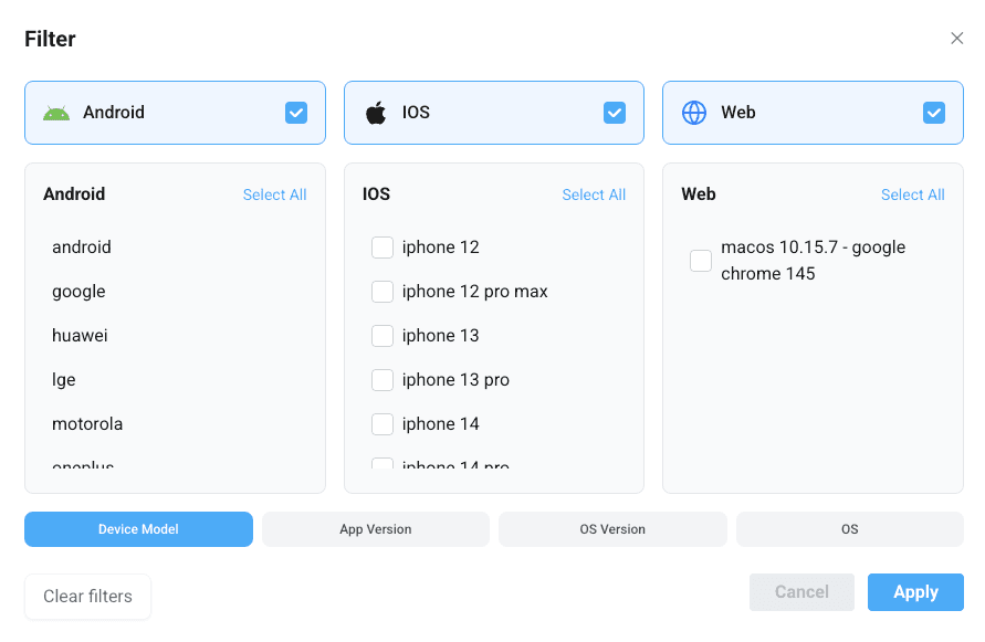 LogDrop Panel - Logs Filters