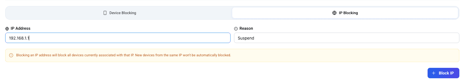 LogDrop Panel - Block IP