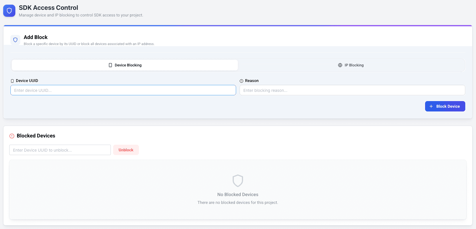LogDrop Panel - SDK Access Control Overview