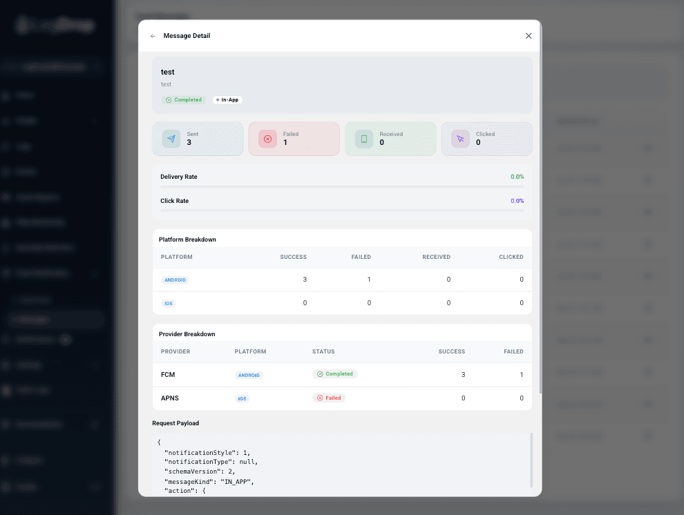 LogDrop Panel - Push Message Detail